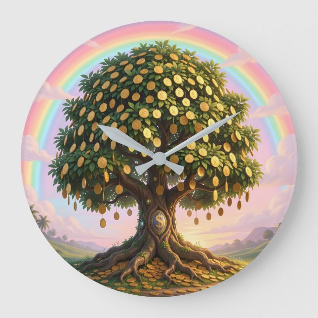 Golden money tree  large clock (Front)