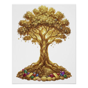 Golden Money Tree of Abundance Art Poster