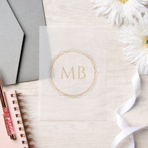 Golden Monogram Couple Initials Wedding Vellum Invitations