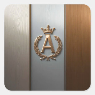 Golden Monogram Emblem A Square Sticker
