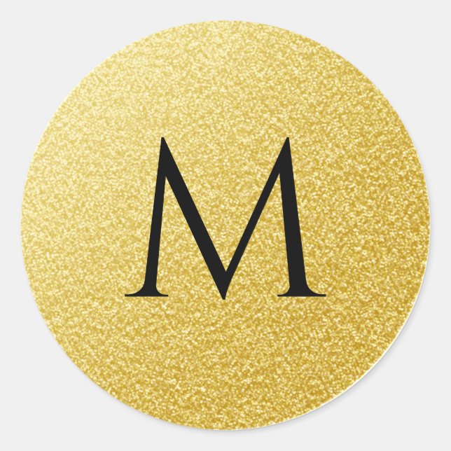 Golden Monogram Letter Gold Glitter Sparkle  Classic Round Sticker (Front)