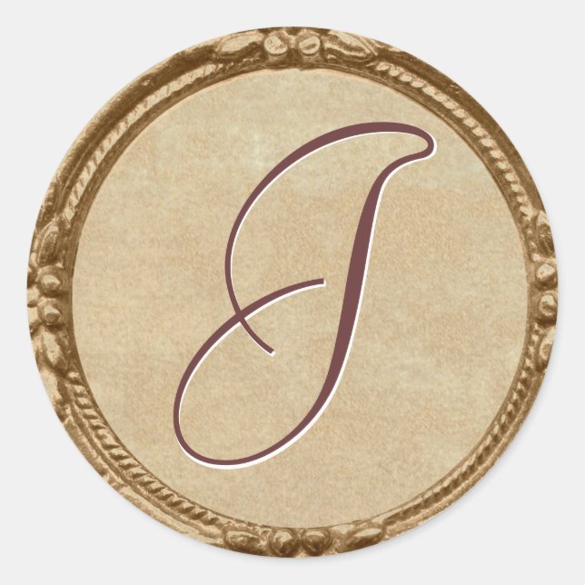 Golden Monogram Sticker/Seal Classic Round Sticker (Front)