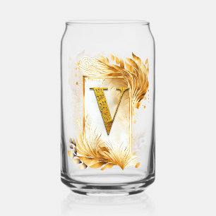 Golden Monogram V Decorated Frame Can Glass