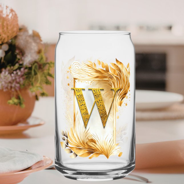 Golden Monogram W Decorated Frame Can Glass (Creator Uploaded)