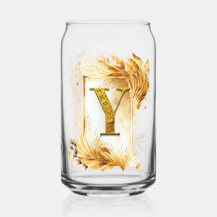 Golden Monogram Y Decorated Frame Can Glass