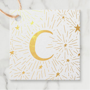 Golden moon and stars favour tags