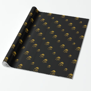 Golden Moon and Stars Gift Wrap
