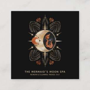 *~* Golden Moon Mermaid &  Sacred Geometry  Spa Square Business Card