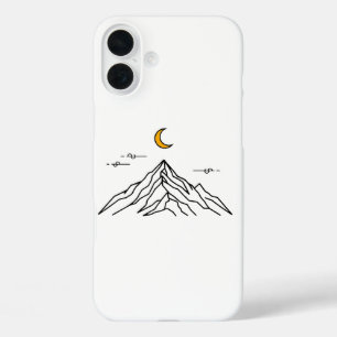 “Golden Moon & Peaks” Minimalist iPhone 16 Plus Case