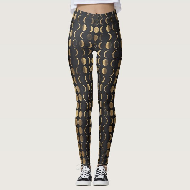 Golden Moon Phases – Celestial Alchemy  Leggings (Front)