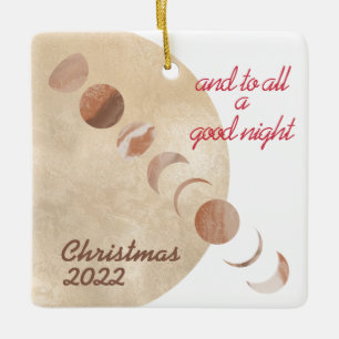 Golden Moon Phases Christmas  Ceramic Ornament