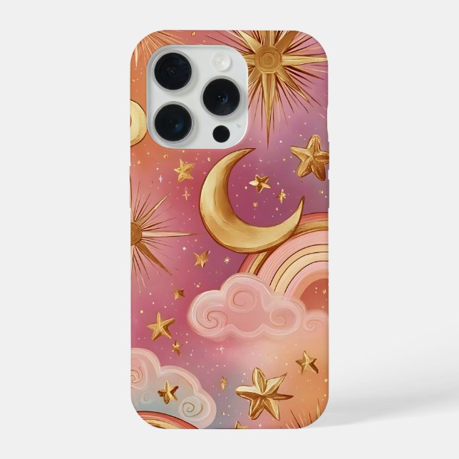 Golden Moon & Stars  iPhone Case (Back)