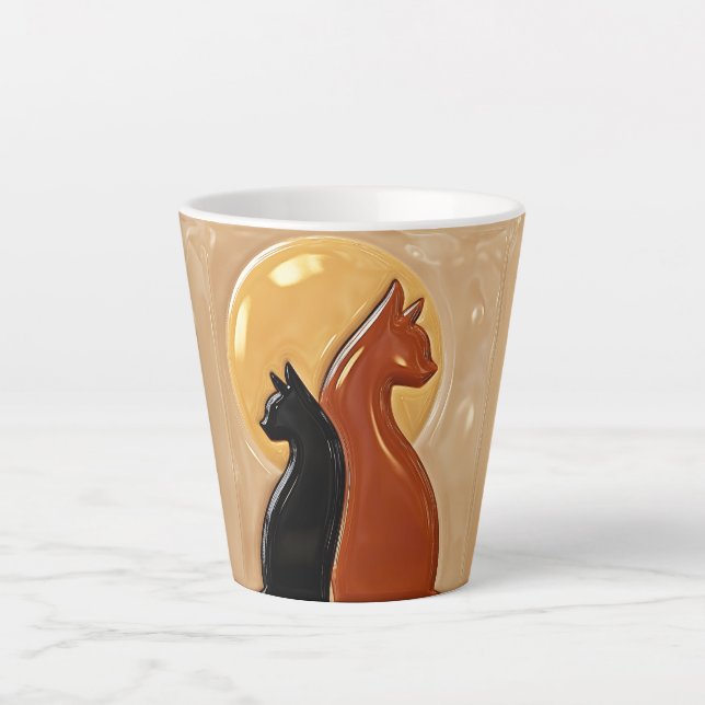 Golden Moon Twin Cats  Latte Mug (Front)