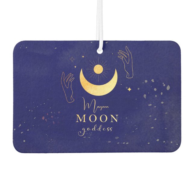 Golden Moon With Hands Personalized Car Air Freshener (Front)