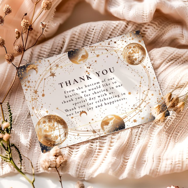 Golden Moonlit Celestial Wedding Thank You Card (Creator Uploaded)