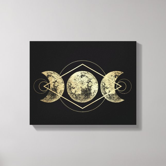Golden Moons Sacred Geometry Canvas Print (Front)