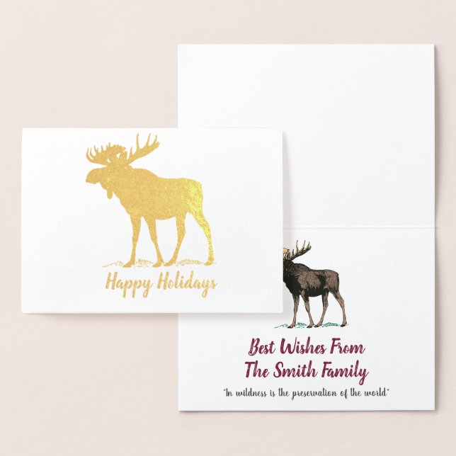 Golden Moose Holiday Wilderness Christmas Foil Card (Display)