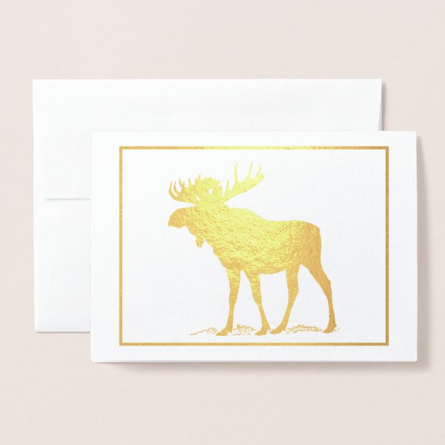 Golden Moose Holiday Wilderness Quote Foil Card (Front With Envelope)