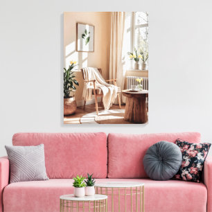 Golden Morning – Tranquil Sunlight & Cosy Interior Canvas Print