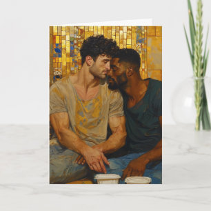 Golden Mosaic Embrace Card