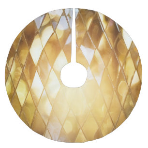 Golden Mosaic: Shining Glass Effect. Brushed Polyester Tree Skirt