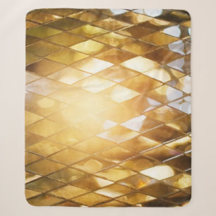 Golden Mosaic: Shining Glass Effect. Sherpa Blanket
