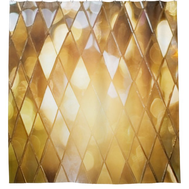 Golden Mosaic: Shining Glass Effect. Shower Curtain (Front)