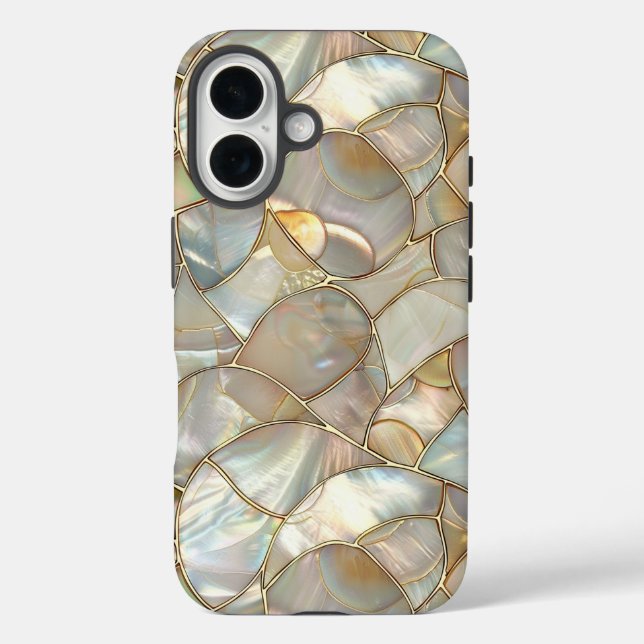 Golden Mosaic Style Mother of Pearl Protective Case-Mate iPhone Case (Back)