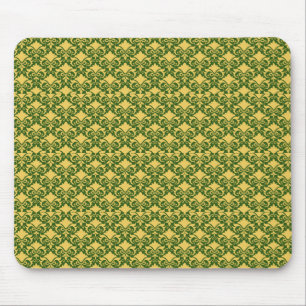 Golden Moss Damask Bows Mouse Mat
