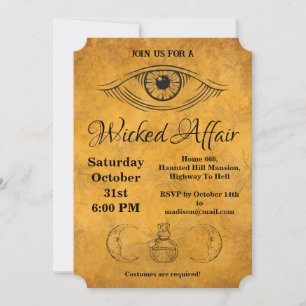 Golden Moth Vintage Pattern Halloween  Invitation