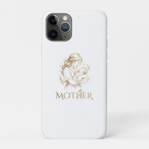 Golden Mother and Baby Line Art with Transparent B iPhone 11 Pro Case