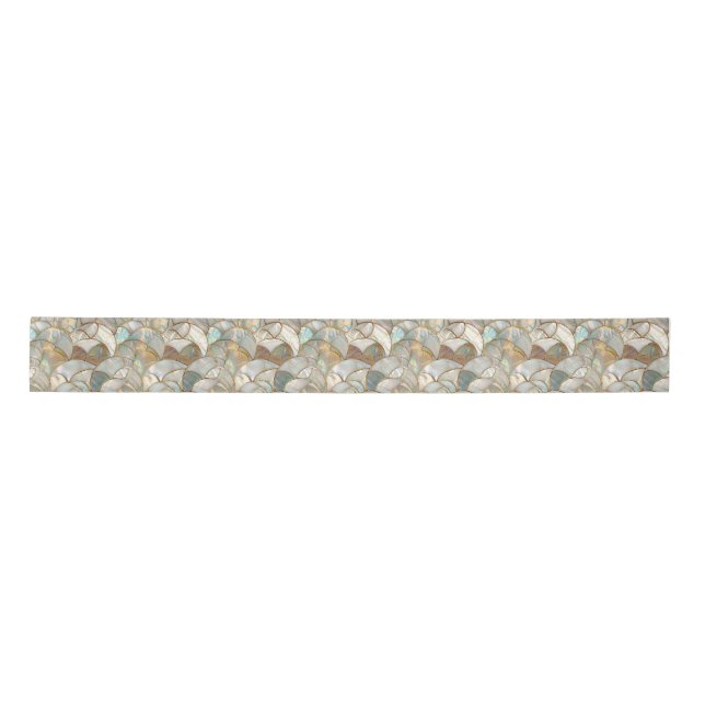 Golden Mother of Pearl Mosaic Style Satin Ribbon (Front)