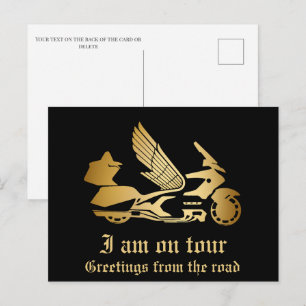 Golden motorcycle bike gold  goldwing greeting postcard