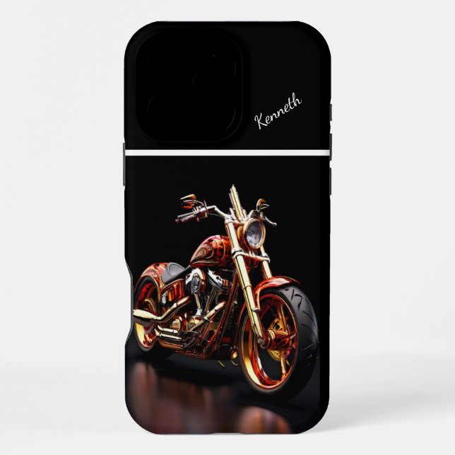 Golden Motorcycle Reflection iPhone Case (Back)