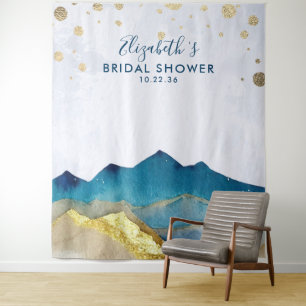 Golden Mountain Bridal Shower Photo Booth Backdrop Tapestry