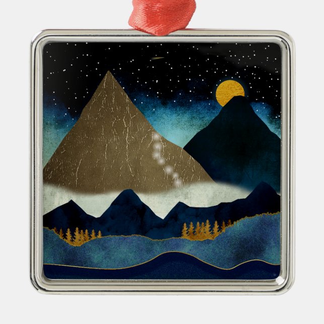 Golden Mountain Climbers Metal Tree Decoration (Front)