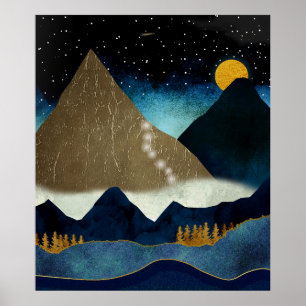 Golden Mountain Climbers Poster