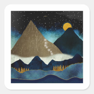 Golden Mountain Climbers Square Sticker