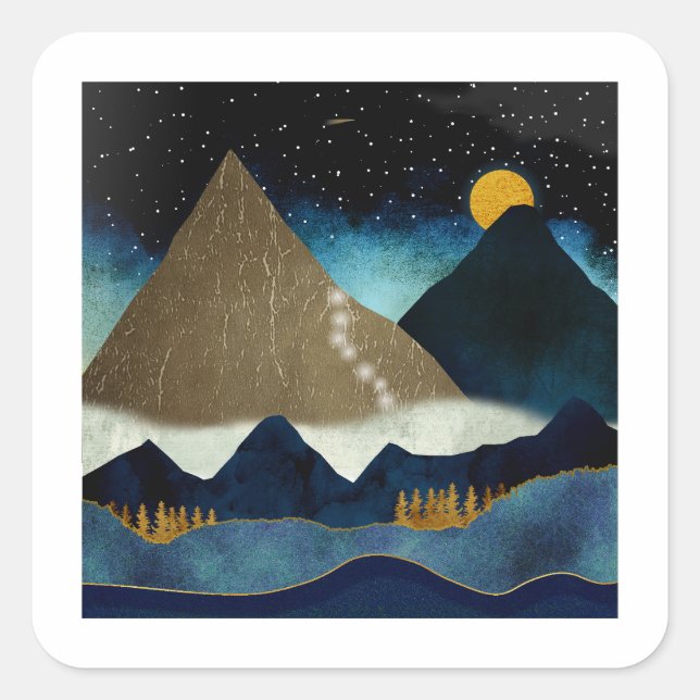 Golden Mountain Climbers Square Sticker (Front)