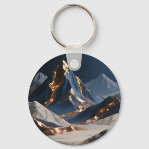 Golden Mountain Marble Landscape Key Ring