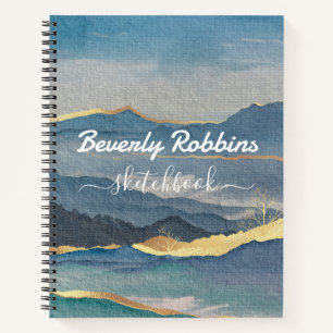 Golden Mountain Personalised Sketchbook Notebook