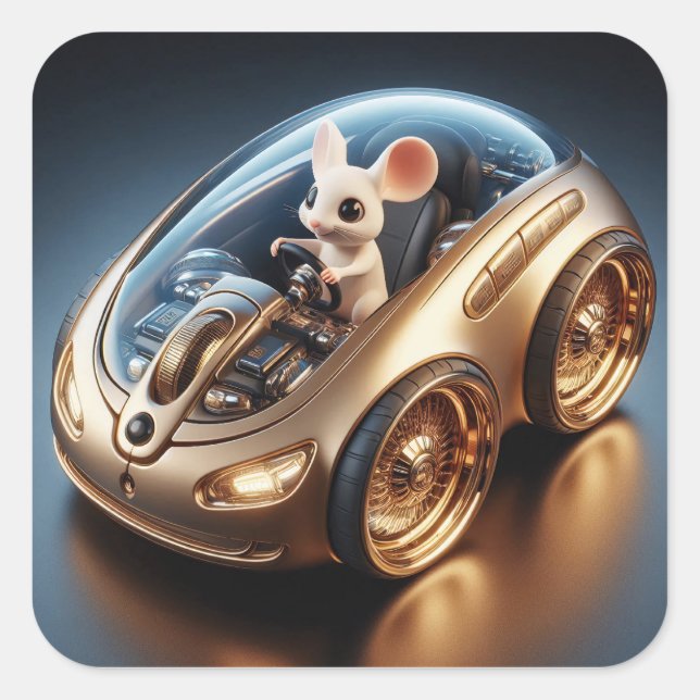 Golden Mouse-Mobile: A Little Mouse's Mission Square Sticker (Front)