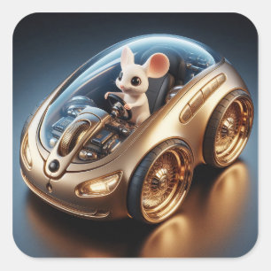 Golden Mouse-Mobile: A Little Mouse's Mission Square Sticker