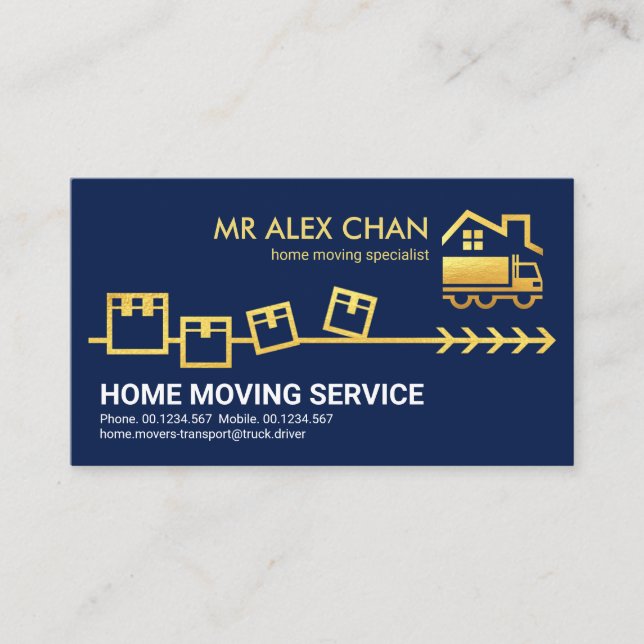 Golden Moving Boxes Home Mover Business Card (Front)