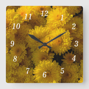 Golden Mums Wall Clock