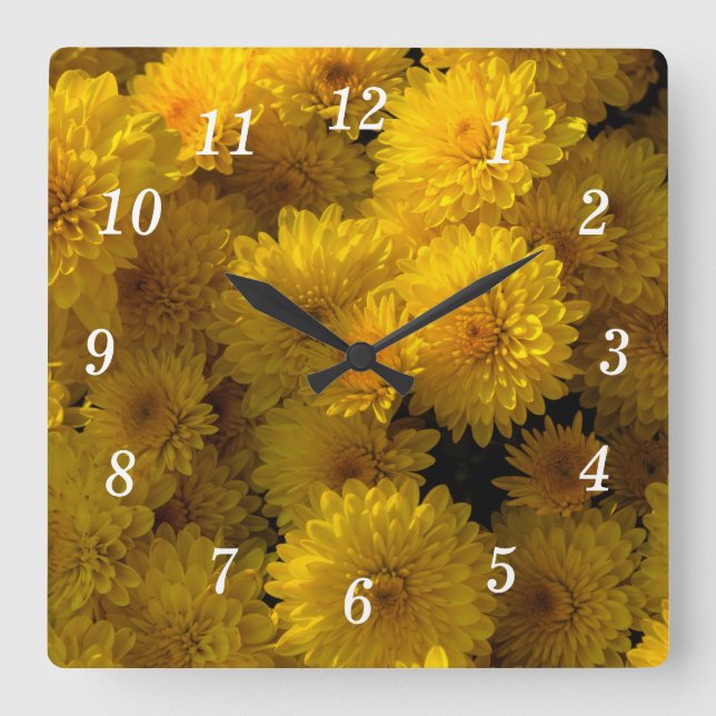 Golden Mums Wall Clock (Front)