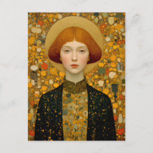 Golden Muse of Modern Elegance Holiday Postcard
