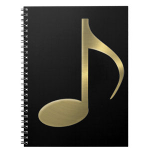 Golden Music Note Spiral Notebook 