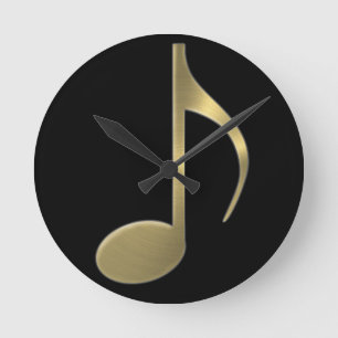 Golden Music Note Wall Clock
