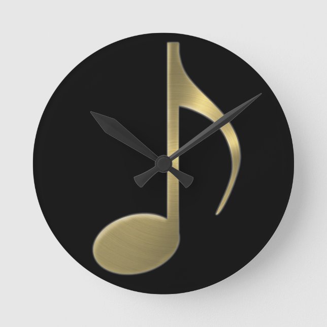 Golden Music Note Wall Clock (Front)